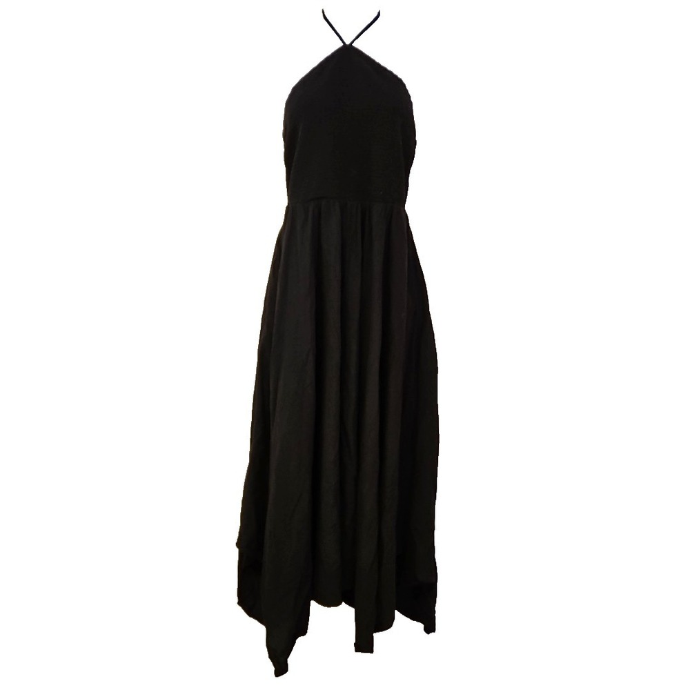 Old Navy Black Halter Midi‎ Dress Size LT Goth Fairygoth Witchy Grunge
